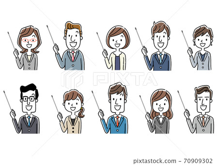 插圖素材:西裝,商務,套裝,解釋,演示文稿中的男人和女人 插圖素材:西裝,商務,套裝,解釋,演示文稿中的男人和女人 70909302