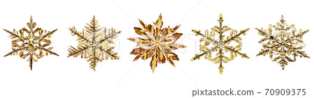 gold vintage Christmas snowflake decor elements isolated 70909375