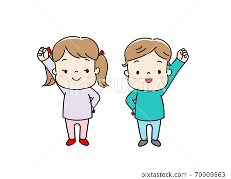 男孩和女孩膽量的姿勢 70909863