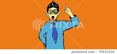 戴著眼鏡尖叫著他正在閃爍的男孩的插圖 70910304