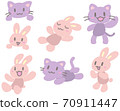 Cat and rabbit pose set 70911447