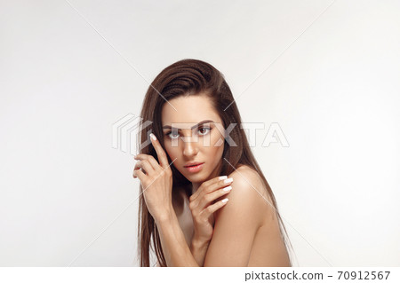 Beauty Face. Beautiful Woman With Natural Makeup. Closeup Portrait Of Model Girl With Healthy Smooth Facial Skin. Beauty Face. Beautiful Woman With Natural Makeup. Closeup Portrait Of Model Girl With Healthy Smooth Facial Skin. 70912567