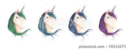 Set of unicorn head for children design. Set of unicorn head for children design. 70912675