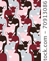 New Year's card template with cow pattern Red Black Pink Gray 70913086