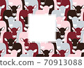 New Year's card template with cow pattern Red Black Pink Gray Horizontal type 70913088