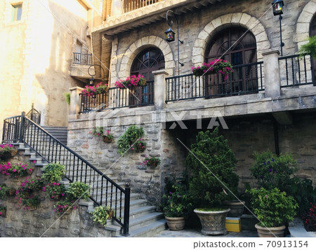 Exterior decoration of castles European French style on French village at Ba Na Hills mountain resort in Danang, Vietnam Exterior decoration of castles European French style on French village at Ba Na Hills mountain resort in Danang, Vietnam 70913154