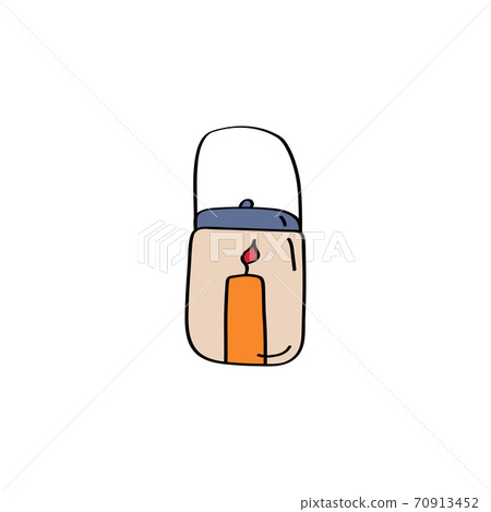 Candle in holder. Candlestick sign. Doodle vector icon 70913452