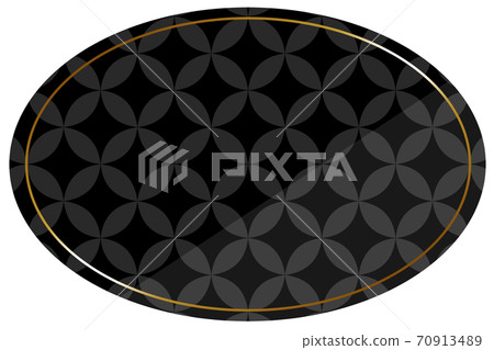 整個表面呈橢圓形黑色和金色景泰藍圖案 70913489