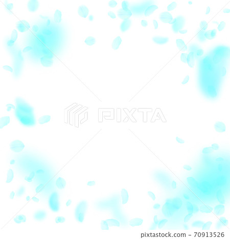 Turquoise flower petals falling down. Fair romanti Turquoise flower petals falling down. Fair romanti 70913526