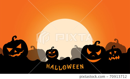 Happy Halloween Pumpkins party banner Fullmoon vector 70913712