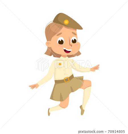 Cute Scout Girl, Happy Scouting Child Character in Uniform and Cap, Summer Holiday Activities Concept Cartoon Style Vector Illustration Cute Scout Girl, Happy Scouting Child Character in Uniform and Cap, Summer Holiday Activities Concept Cartoon Style Vector Illustration 70914805