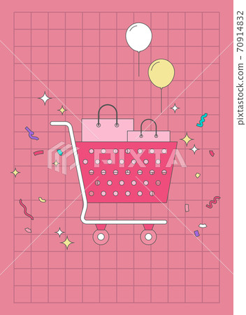Pink Shopping Illustration-Shopping Cart Pink Shopping Illustration-Shopping Cart 70914832