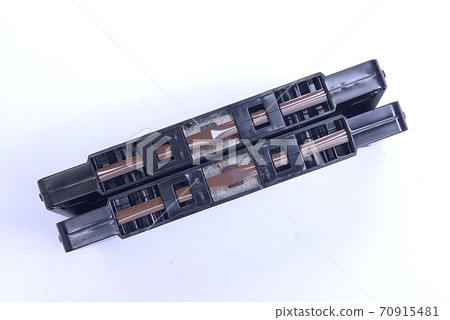 Close up view of old audiotape cassette 70915481