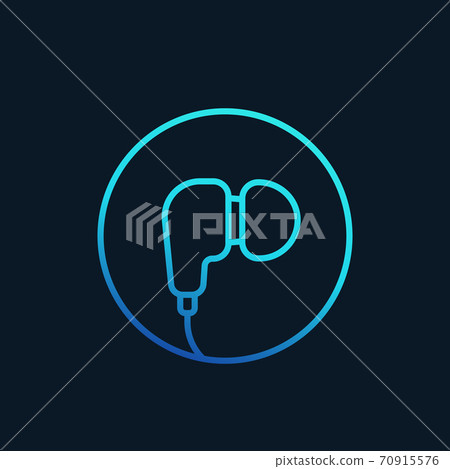 earbud headphones, earphones vector linear icon earbud headphones, earphones vector linear icon 70915576