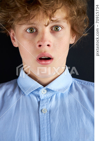 close-up portrait of surprised caucasian boy close-up portrait of surprised caucasian boy 70915734