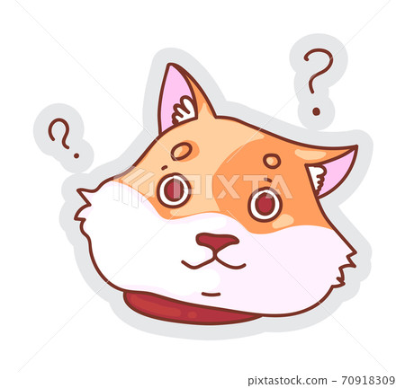 Questioned dog emotion sticker isolated on white Questioned dog emotion sticker isolated on white 70918309