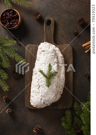 Christmas stollen - traditional German bread. Christmas stollen - traditional German bread. 70919323
