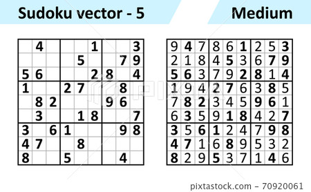 Sudoku game with answers. Simple vector design set Sudoku game with answers. Simple vector design set 70920061