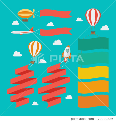 Set of flying vehicle pull the banners Set of flying vehicle pull the banners 70920286