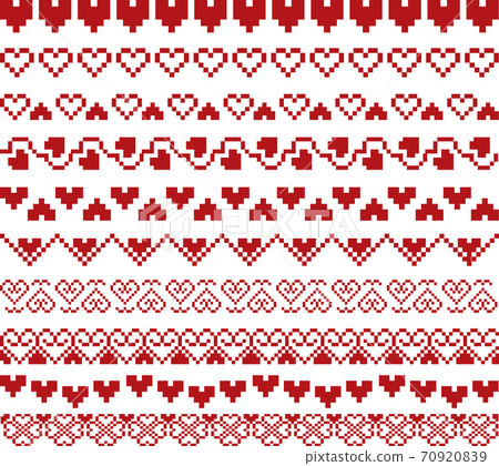 Valentines day red knitted seamless pattern with hearts Valentines day red knitted seamless pattern with hearts 70920839