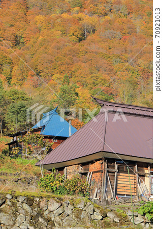 前倉村未開發的秋山鄉秋天 照片素材 圖片 圖庫