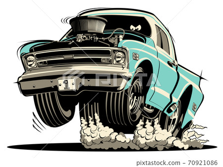 Cartoon retro hot rod isolated on white background 70921086