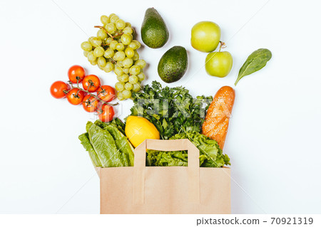 Balanced diet grocery shopping paper bag with 70921319