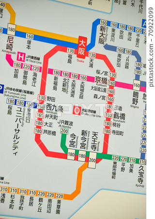 JR Osaka Station ticket fare table JR Osaka Station ticket fare table 70922099