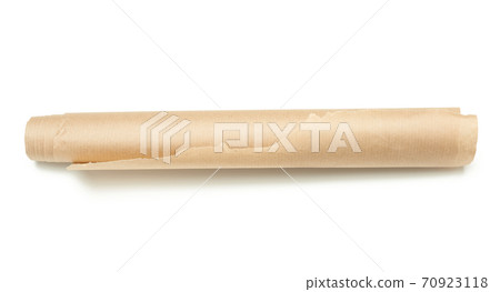 roll of brown wrapping paper isolated on a white background roll of brown wrapping paper isolated on a white background 70923118