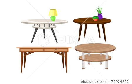 Room Furniture with Desk and Tables Vector Set Room Furniture with Desk and Tables Vector Set 70924222