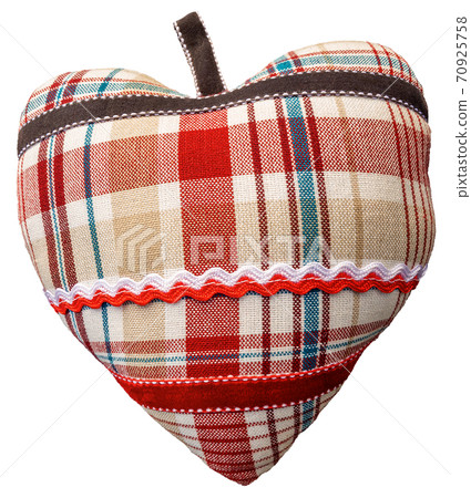 Handmade Fabric Heart Shape Isolated on White Background Handmade Fabric Heart Shape Isolated on White Background 70925758
