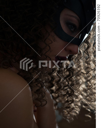 Mysterious woman in BDSM bondage 70926392