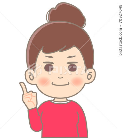 A woman who raises her index finger and poses for points-single item 70927049