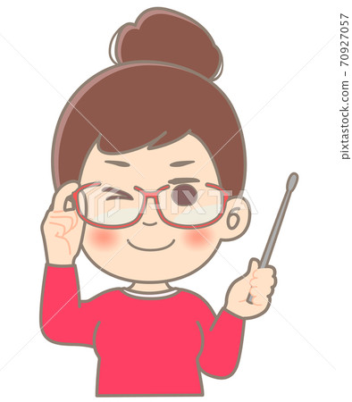 A woman with an intellectual atmosphere who winks with a pointer in one hand-single item A woman with an intellectual atmosphere who winks with a pointer in one hand-single item 70927057