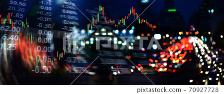 candle stick graph line of trade stock markrt and index number on glow blur city light banner business background candle stick graph line of trade stock markrt and index number on glow blur city light banner business background 70927728