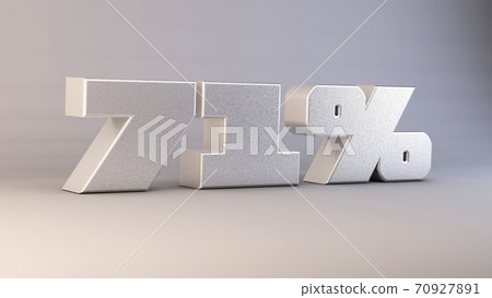 71 percent 3d metal text isolated on white, 3d render illustration 71 percent 3d metal text isolated on white, 3d render illustration 70927891