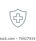 thin line medical cross and shield icon 70927934