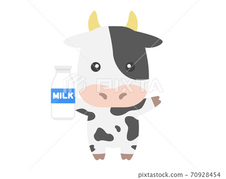 拿著牛奶瓶牛字符的插圖 70928454