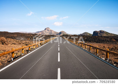 Scenic road in volcanic scenery, Tenerife, Spain. Scenic road in volcanic scenery, Tenerife, Spain. 70928580