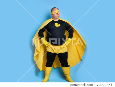 let's save the planet from dirt cleaning man in yellow costume isolated 70929261