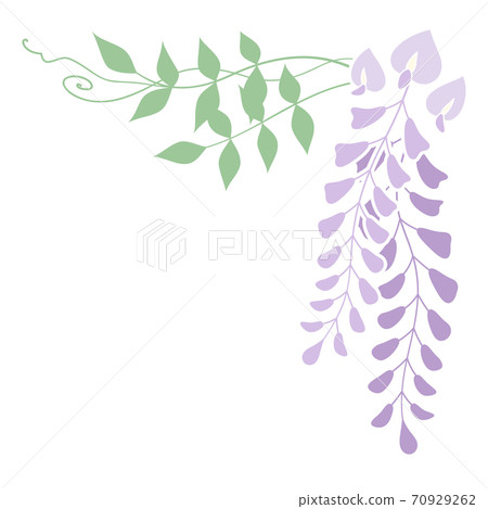 Wisteria flower decoration frame_corner frame_Japanese style illustration material 70929262
