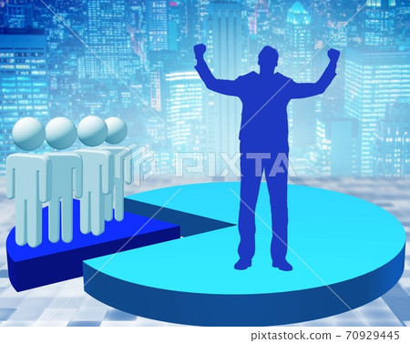 Businessman standing on pie chart in business concept 70929445