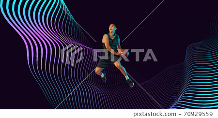 Neoned modern artwork, horizontal flyer, cover with trendy design and colors 70929559