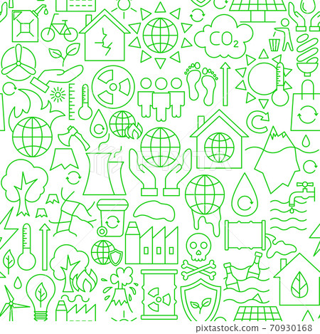 Save Planet Line Seamless Pattern 70930168