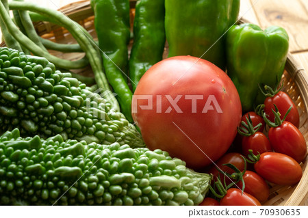 夏季什錦蔬菜收穫（7月）家庭花園 70930635