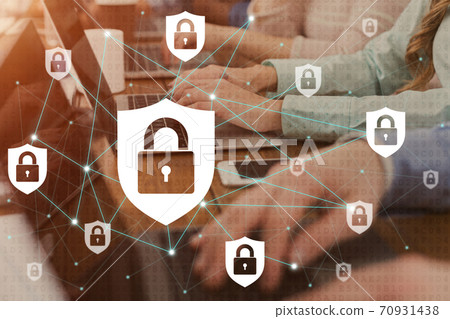 Cybersecurity and programmers working in software development company 70931438