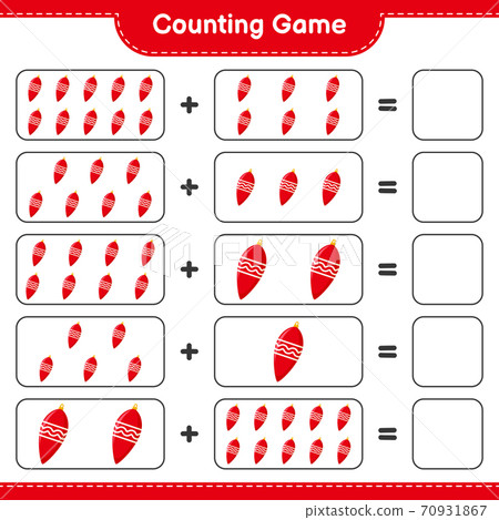 Counting game, count the number of Christmas Lights and write the result. Educational children game, printable worksheet, vector illustration Counting game, count the number of Christmas Lights and write the result. Educational children game, printable worksheet, vector illustration 70931867