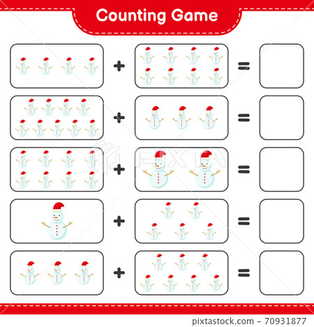 Counting game, count the number of Snowman and write the result. Educational children game, printable worksheet, vector illustration Counting game, count the number of Snowman and write the result. Educational children game, printable worksheet, vector illustration 70931877