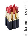 cosmetic lipstick, opened tubes on a white background. 70932242