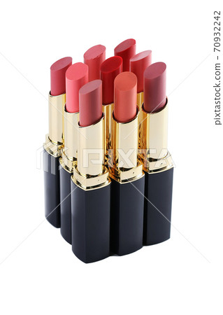 cosmetic lipstick, opened tubes on a white background. 70932242